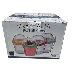 New CRYSTALIA, Colorful Set of 4 Cups Take and Go Yogurt Cup Topping Container